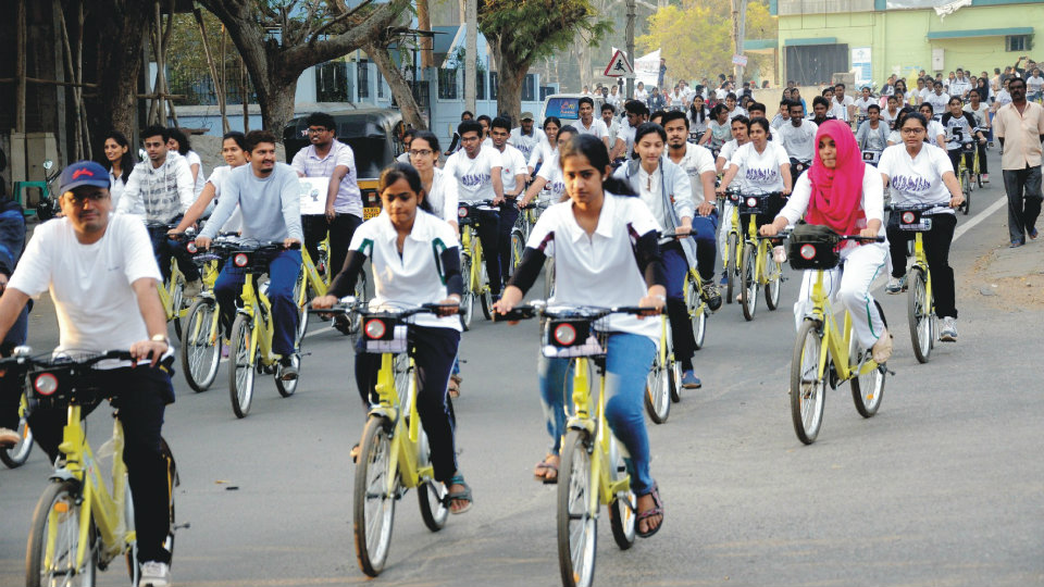 Staff and students of AIISH take out ‘Cycle-a-thon’