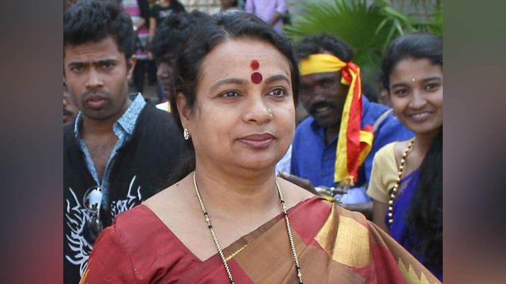Minister Umashree falls ill during protest