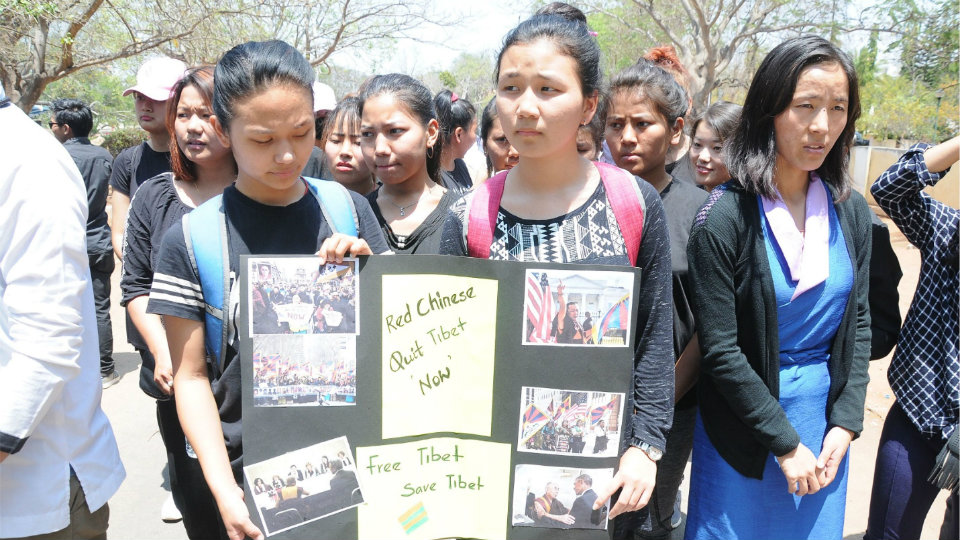 Tibetan students take out protest rally