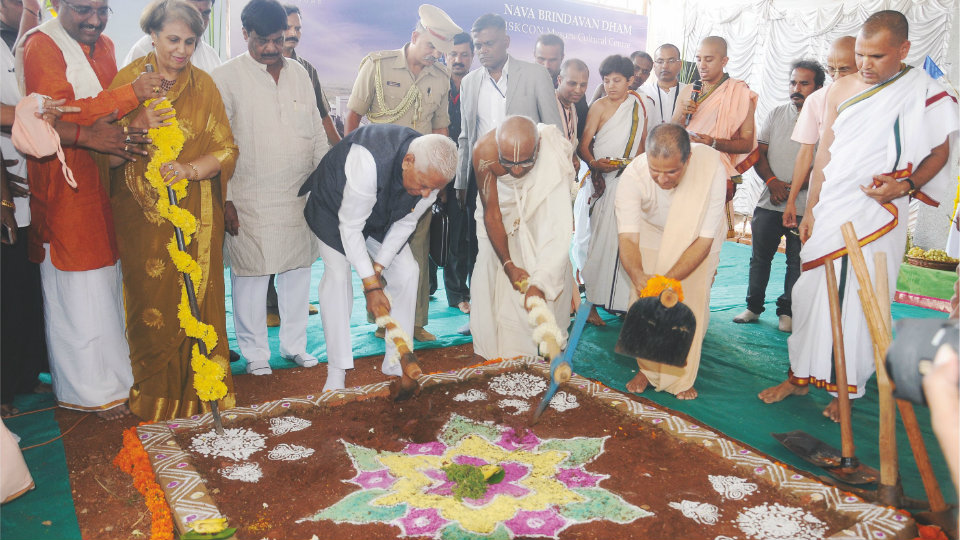 Governor lays foundation for ISKCON temple