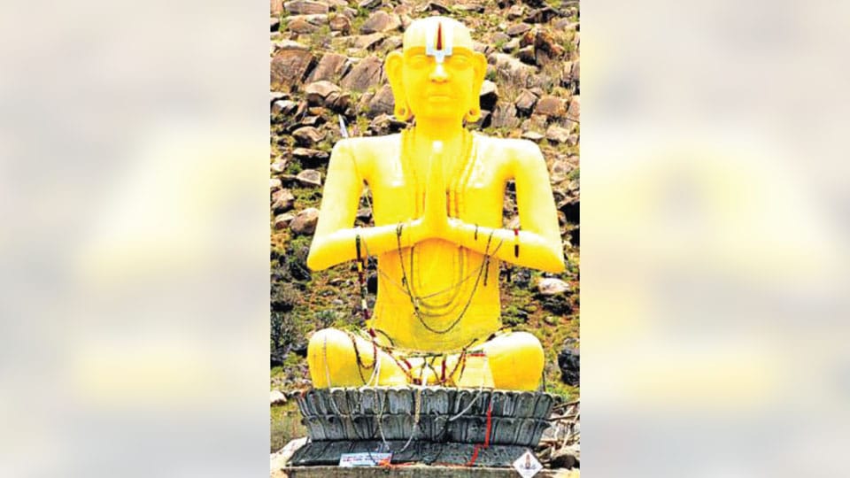 36-ft Ramanujacharya statue unveiled at Kerethonnuru in Pandavapura