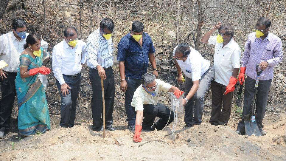 Belavatha Mystery Fire: Pollution Control Board team visits spot, collects samples