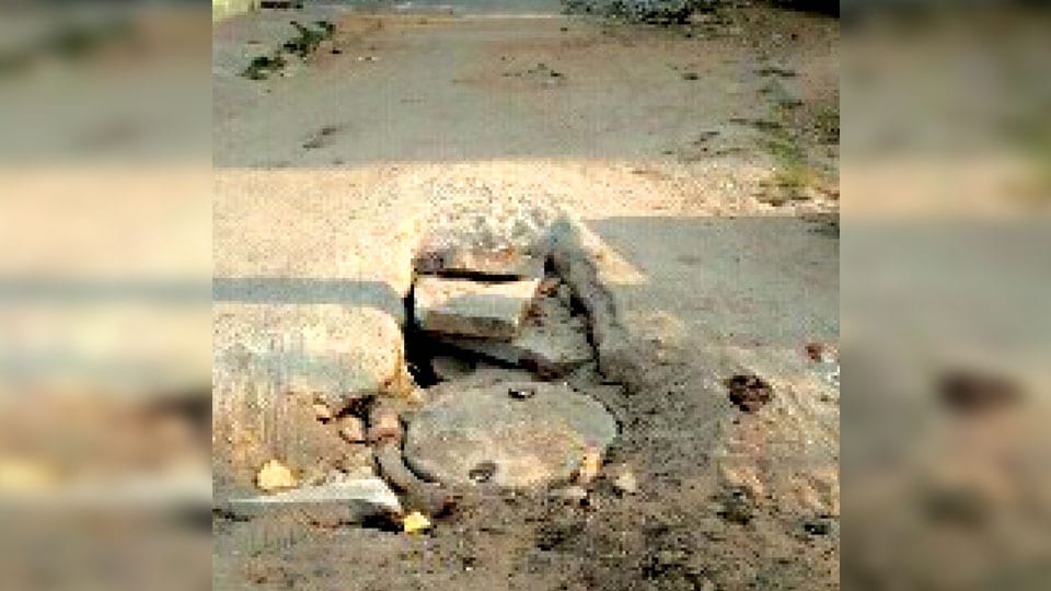 Manhole posing danger near JSS Hospital