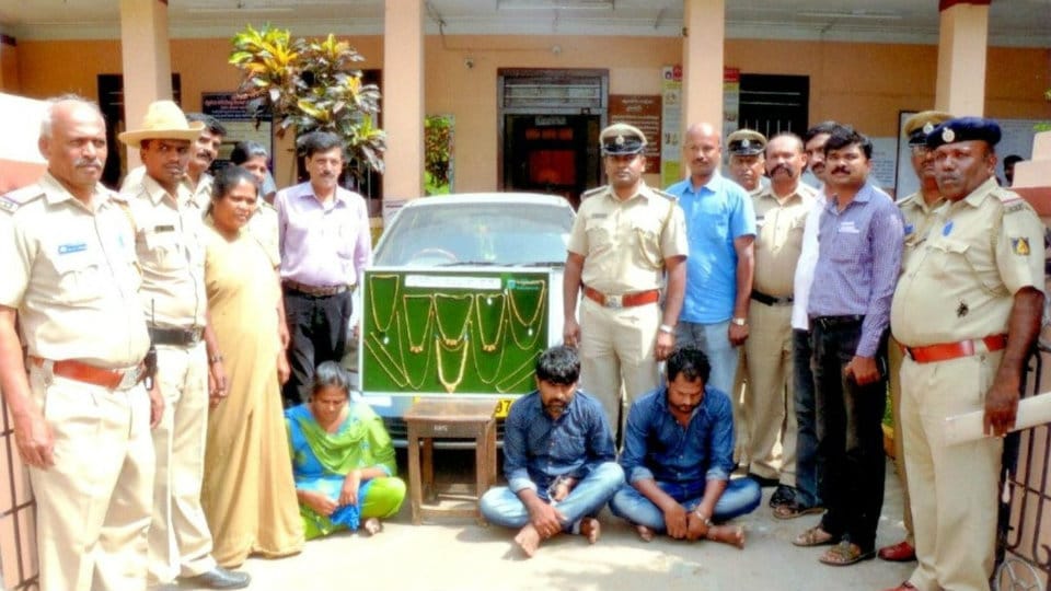 K.R. Police arrest 3 for relieving elderly women of gold chains