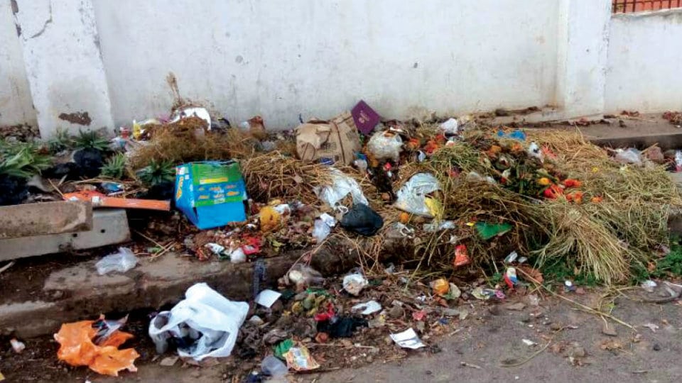 Clear the garbage dumped near Ambedkar Bhavan in Udayagiri