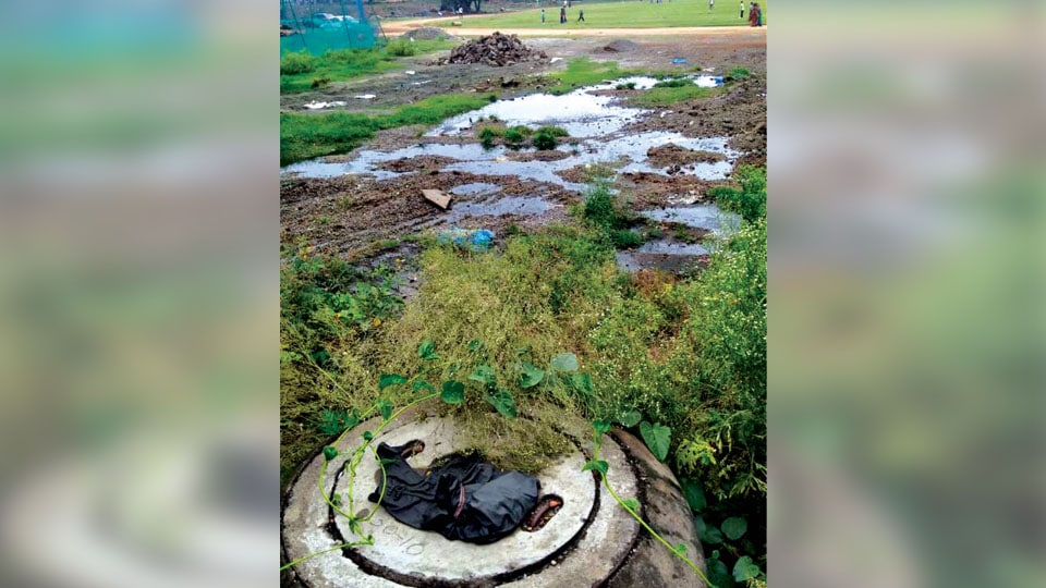 Sewage water accumulation at J.K. Grounds