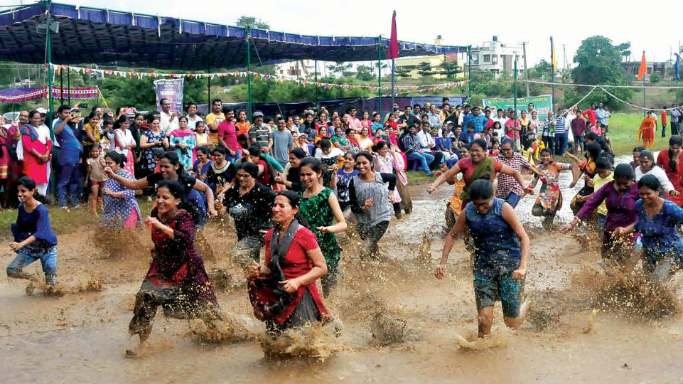 Men, women and children frolic at Slush Festival
