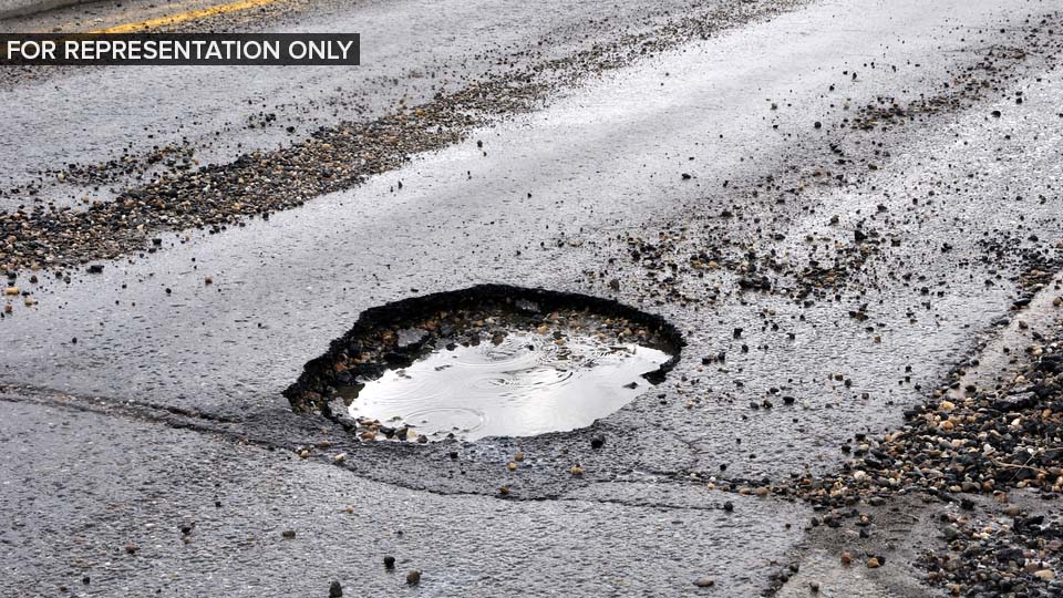 Dangerous pothole on Kukke Subramanya road near Madikeri