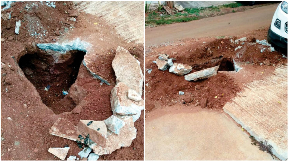 Shabby work on laying water pipeline
