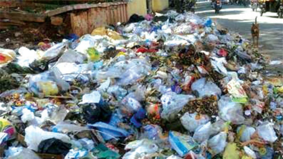 Garbage dump in front of houses in Rajivnagar