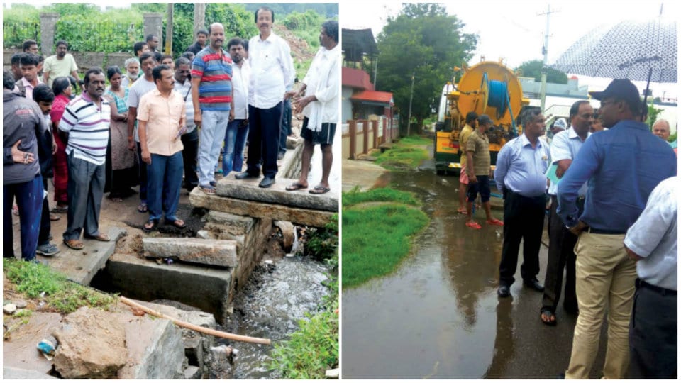 MLA Vasu, DC Randeep visit rain-affected areas in city