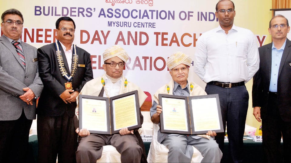 Engineer, Teachers honoured: Builders’ Association of India (BAI), Mysuru Centre