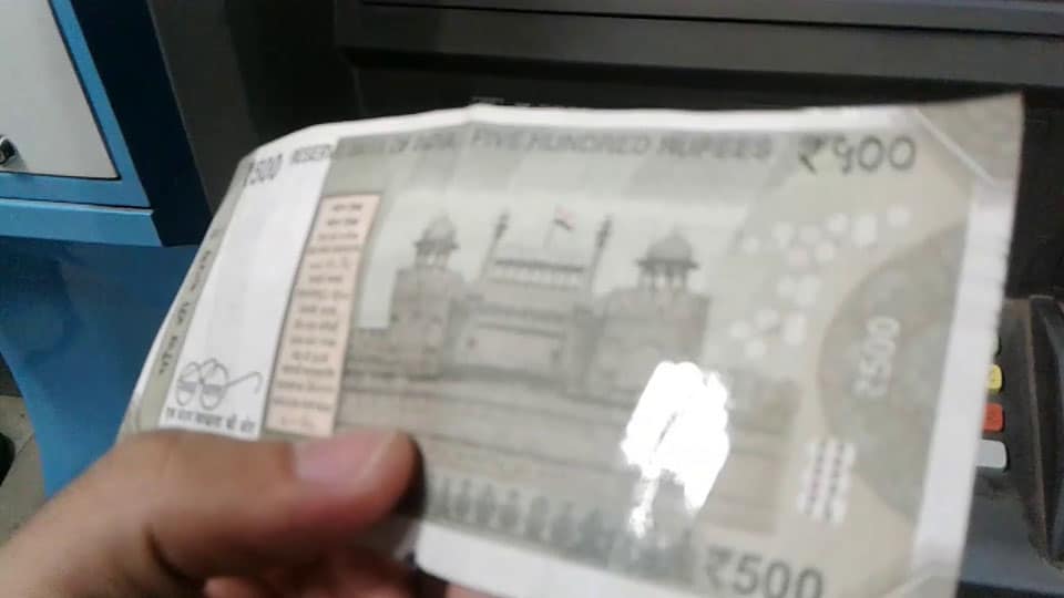 ATM dispenses torn Rs. 500 currencies