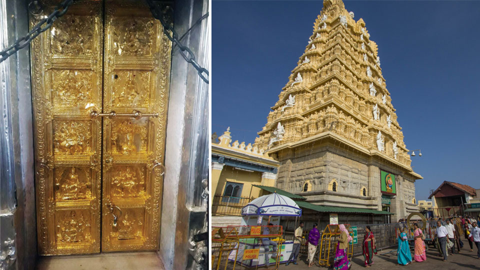 Chamundi Temple sanctum door gets gold plating