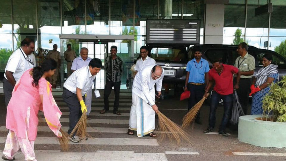 Cleanliness drive held at Mysore Airport