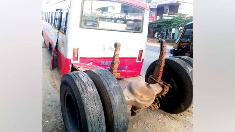 Miraculous escape for passengers as rear wheels and axle detach from bus