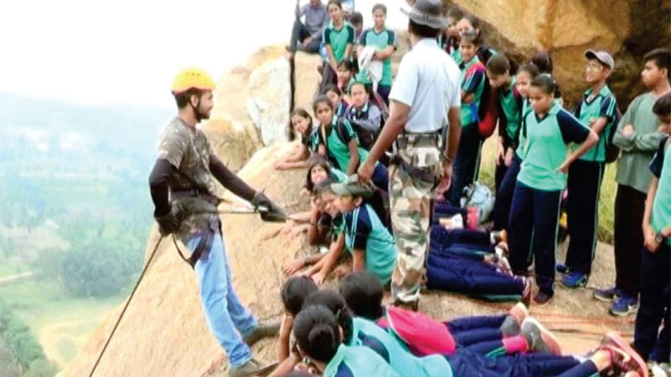 Kautilya students take part in adventure sports at Kuntibetta