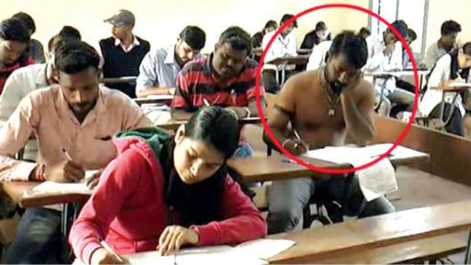 Semi nude protest by Law students in exam hall