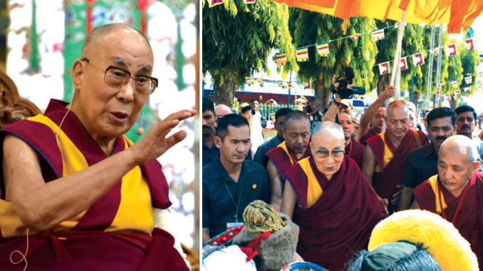 Dalai Lama arrives at Bylakuppe on a five-day visit