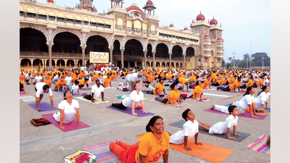 Hundreds take part in Mass Surya Namaskara