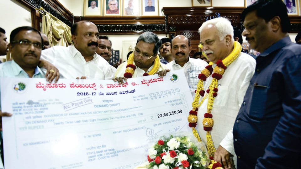 Mysore Paints and Varnish Limited pays Rs. 23 lakh dividend to Government