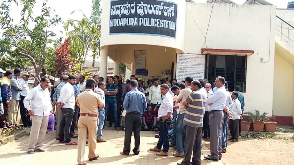 Echo of wild elephant trampling coffee planter: Coffee growers mob Siddapur Police Station, demand action