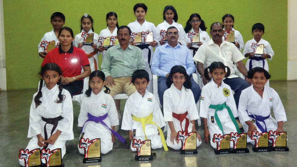 City Karatekas win prizes: Mysore West Lions Sevaniketan School