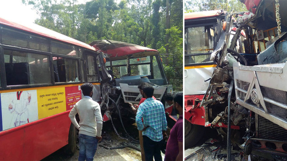 KSRTC buses collide; two drivers killed