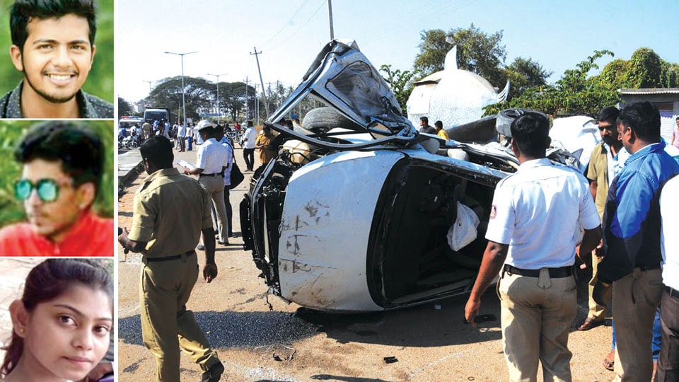 Three students killed in road accident near Dattagalli Ring Road