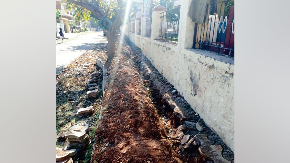 Footpath dug up for no reason at Siddarthanagar