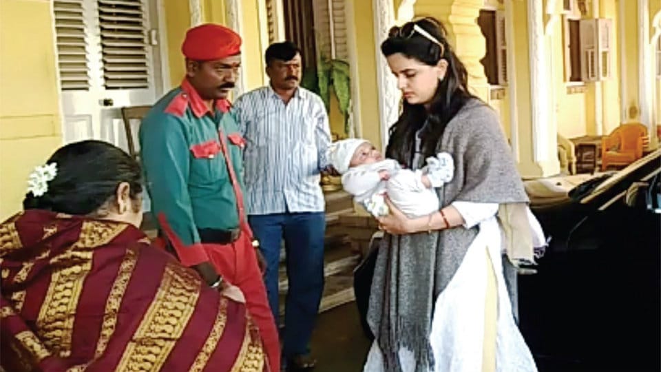 Royal Baby Aadyaveer arrives at Mysore Palace