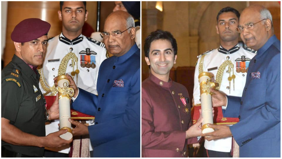 M.S. Dhoni, Pankaj Advani receive Padma Bhushan