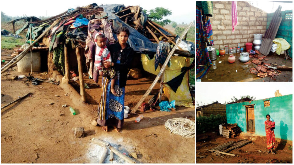 Heavy rain damages 35 tribal houses at Periyapatna