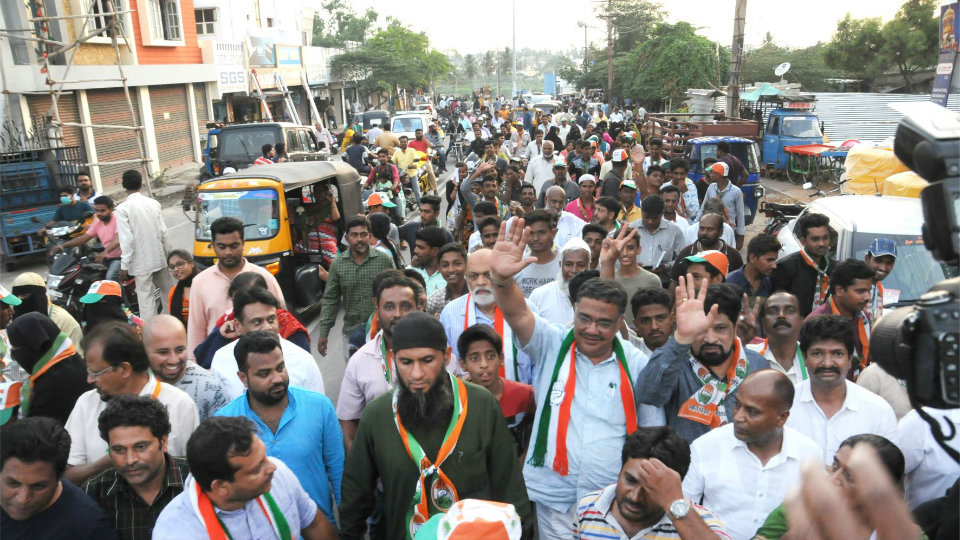 Minister Tanveer Sait participates in Road Show at NR Constituency