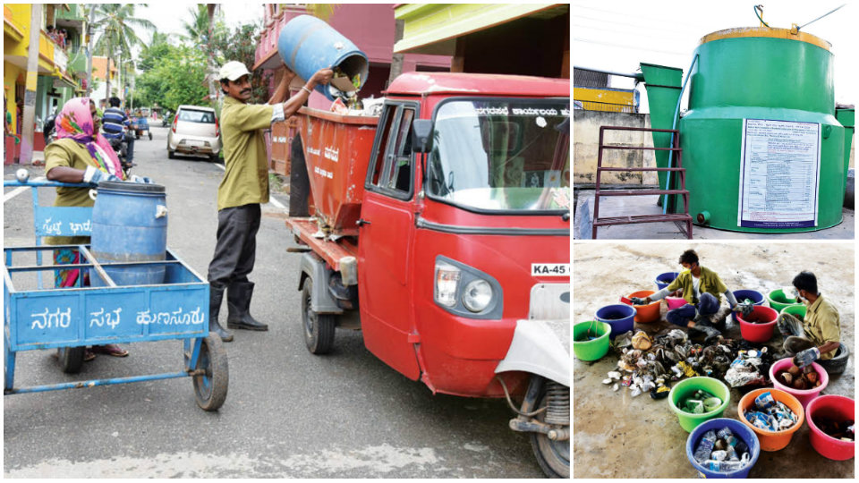 Effective waste segregation helps Hunsur bag Best City Award in Solid Waste Management