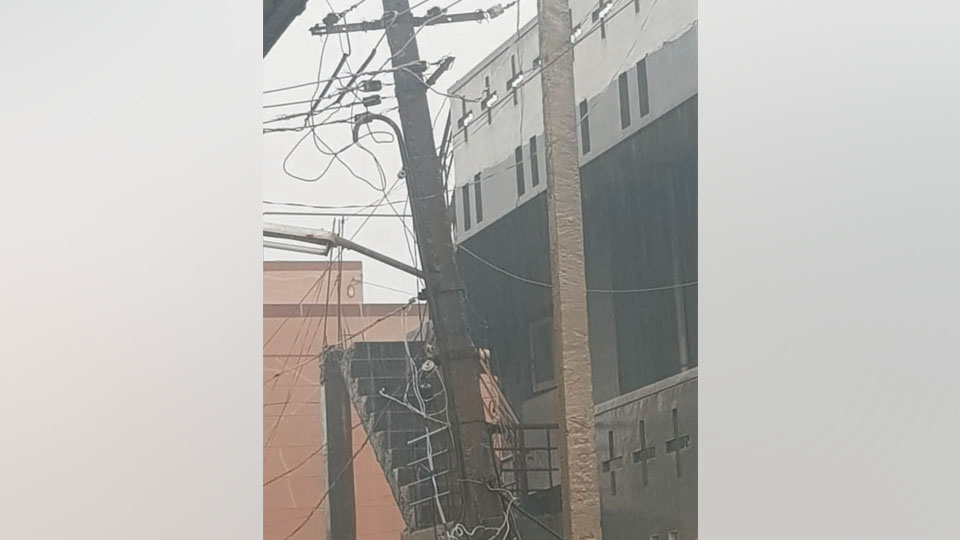 Dangerous Electric Pole on D. Subbaiah Road