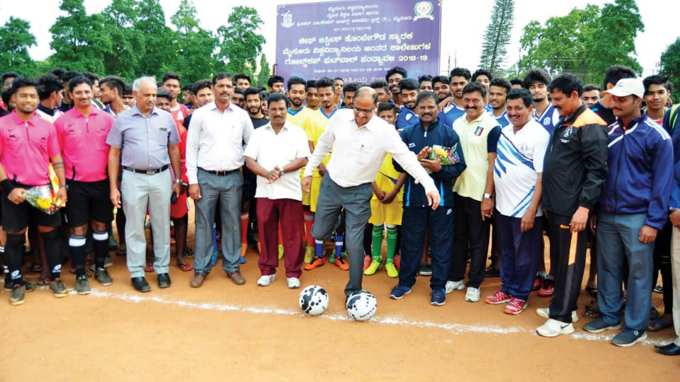 Chief Justice Hombegowda Memorial Gold Cup-Mysore University Inter-Collegiate Football: Big win for De Paul FGC
