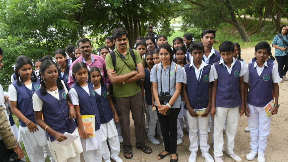 DC leads Govt. School students on Nature Walk at Kukkarahalli Lake