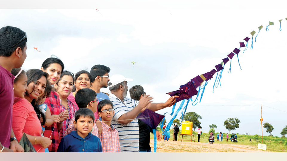 Kite flying contest in city