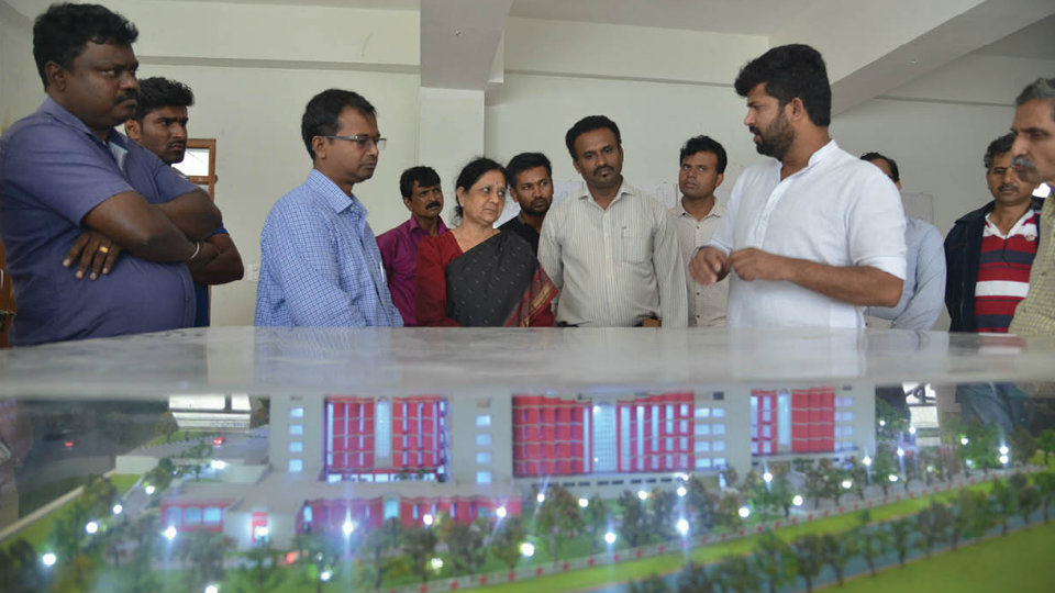 Pratap Simha inspects building work at AIISH