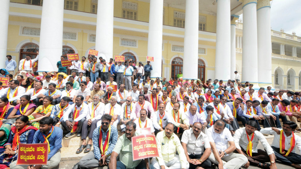 Kannada lecturers protest marginalisation of language