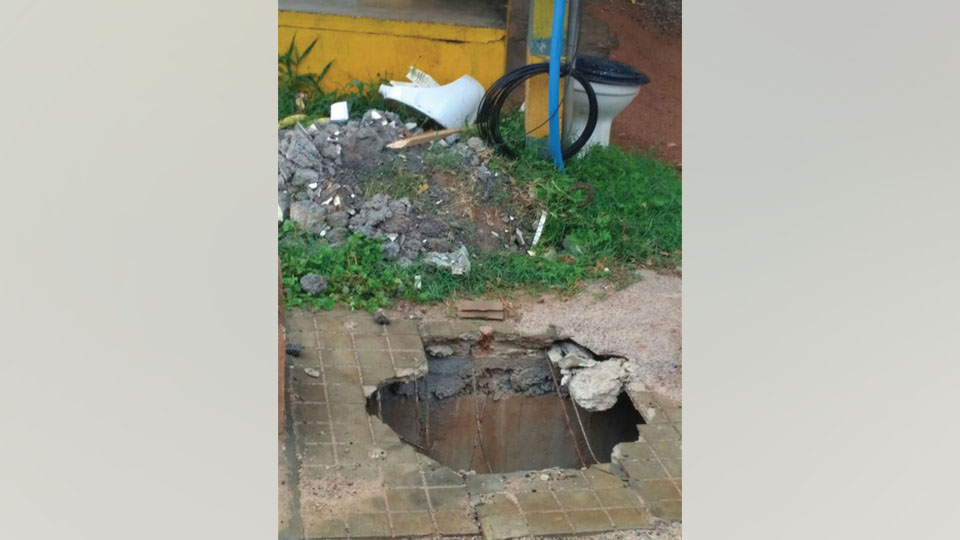 Broken drain cover posing danger in Kuvempunagar