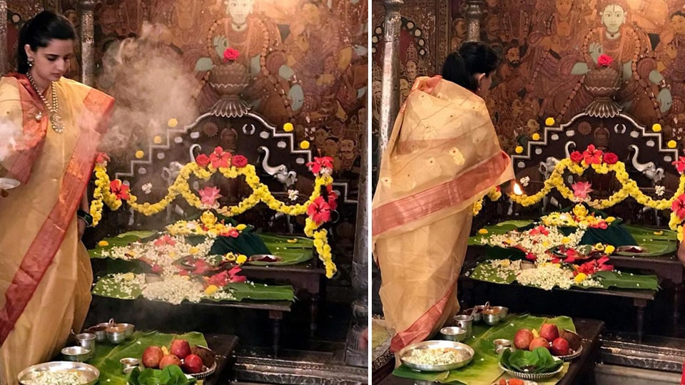 Trishikha Kumari Wadiyar performs Gowri puja at Mysore Palace