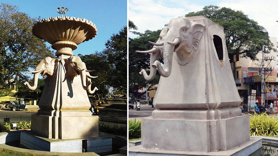 Mysuru celebrates Ganesha Fest by destroying Elephant Fountain!