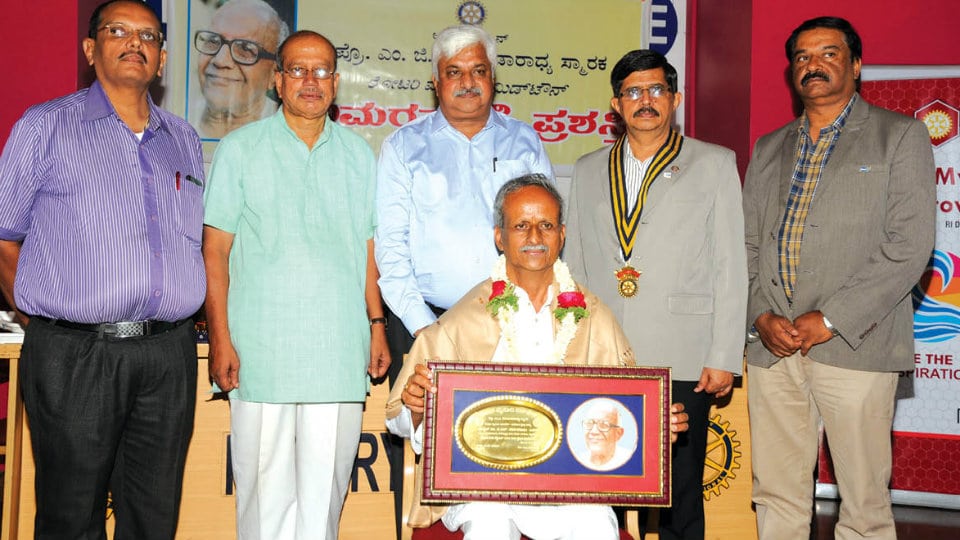 Rotary Midtown confers ‘Amaravani’ award on Dr. B.S. Parvatharaju