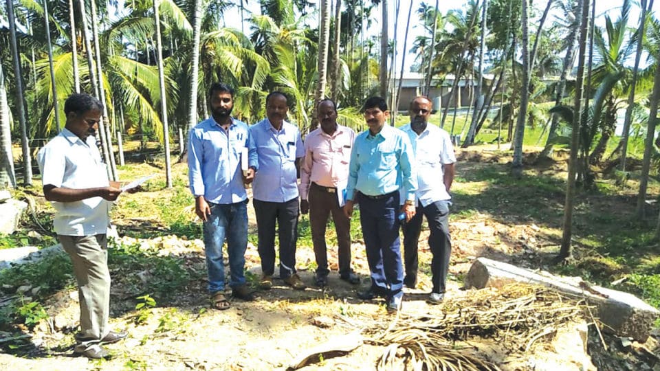 Destruction of Raja Mantapa in Srirangapatna: Tahsildar and Revenue officials inspect site