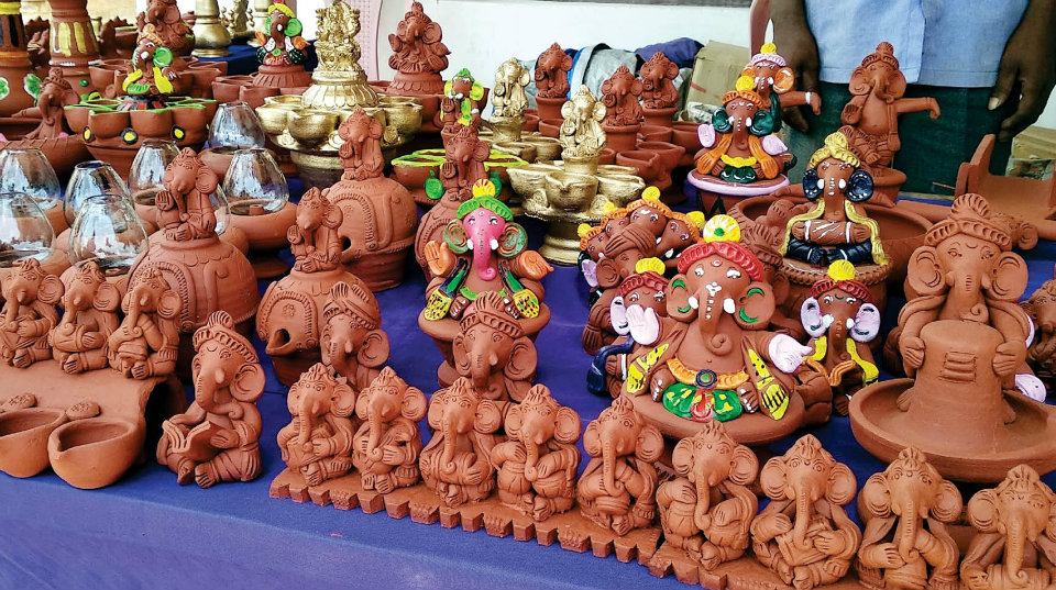 Crafts Bazaar beckons visitors: Clay and terracotta Ganesha idols in great demand