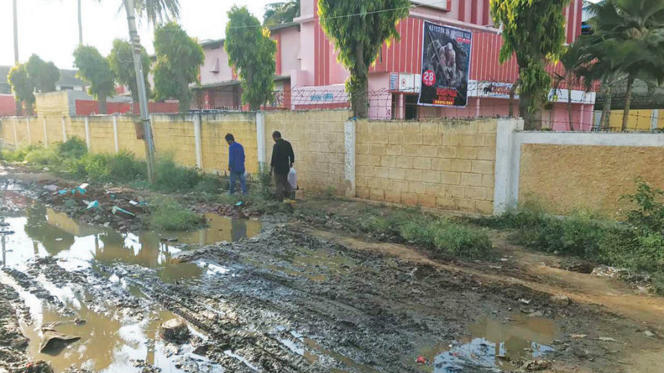 Sewage water on road next to Balaji Theatre causing problems