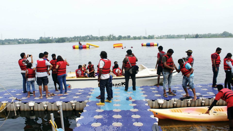Crowds flock Varuna Lake for Water Sports
