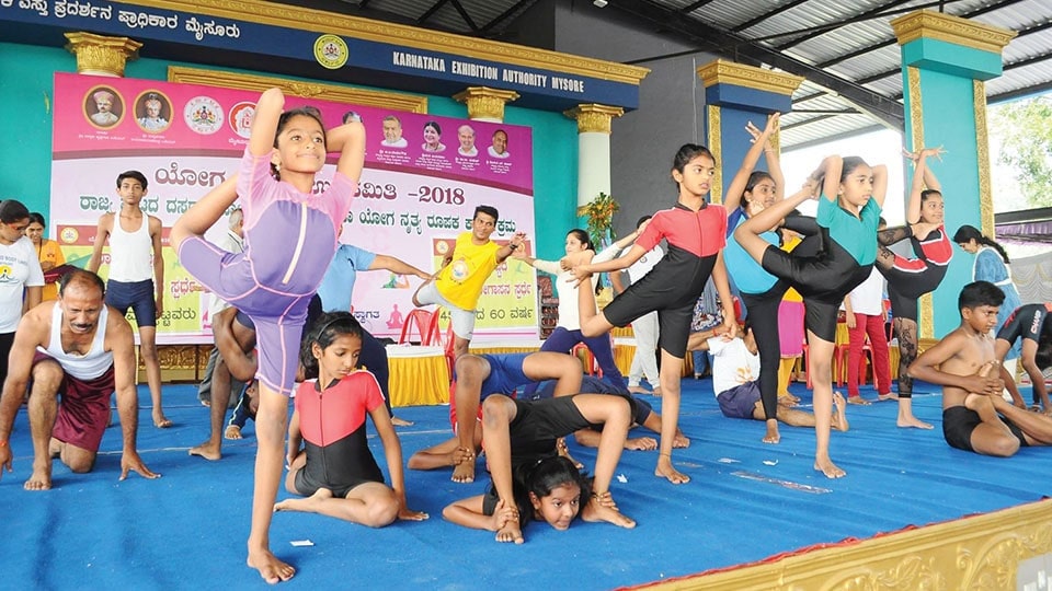 Specially-abled children exhibit skills at Yoga Contest